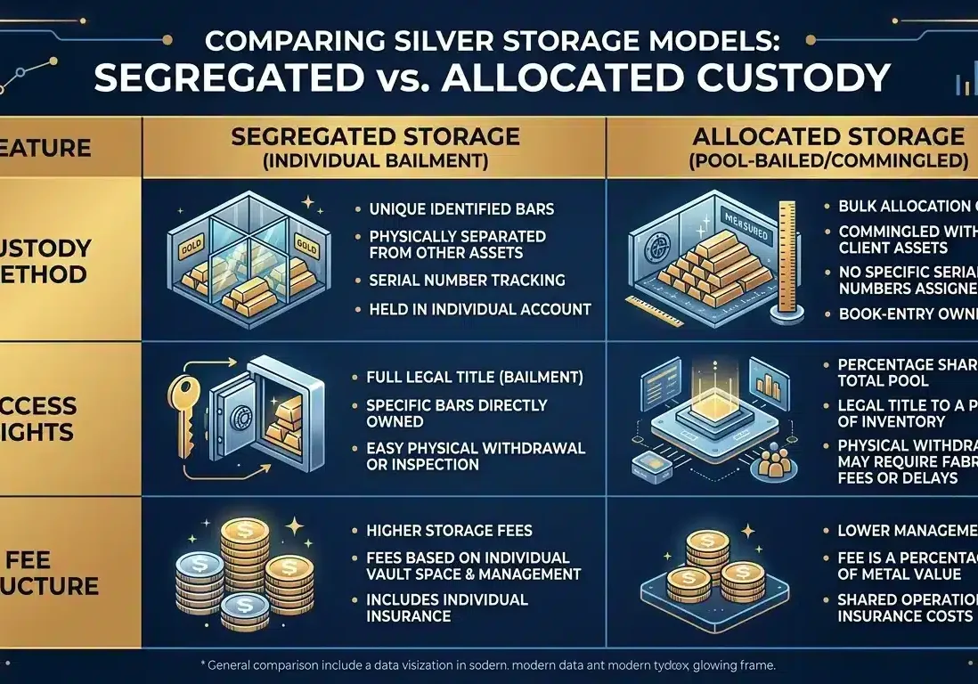 segregated versus allocated silver storage comparison chart for bulk silver owners