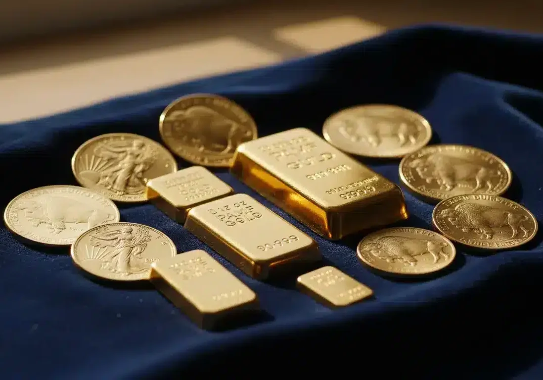 IRA approved gold coins and bars including American Eagle and Buffalo